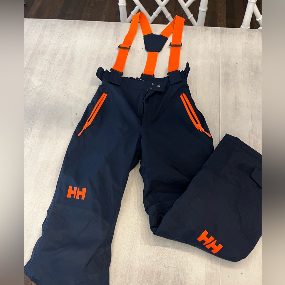 Helly Hansen Juniors Dark Blue and Bright Orange Snow Pants